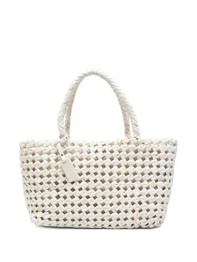 Visonà Borsa Regina In Pelle Intrecciata Bianca Visona