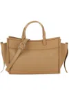 Visonà Brown Queen Rectangular Pebbled Leather Handbag In Nude