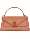 Visonà Brown Queen Rectangular Structured Fabric Handbag In Orange