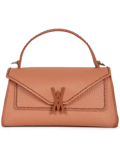 Visonà Brown Queen Rectangular Structured Fabric Handbag In Orange