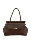 Visonà Turn-lock Leather Shoulder Bag In Brown
