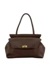 Visonà Turn-lock Leather Shoulder Bag In Brown