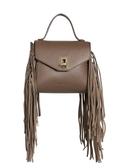 Visonà California Tassel-details Top-handle Leather Shoulder Bag In Brown
