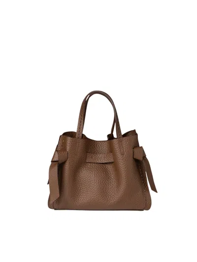 Visonà Camoscio Tied Leather Medium Handbag In Purple