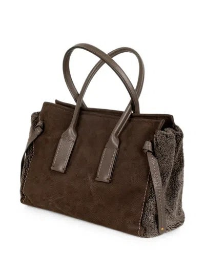 Visonà Cortina Stone Leather Tote Bag In Brown