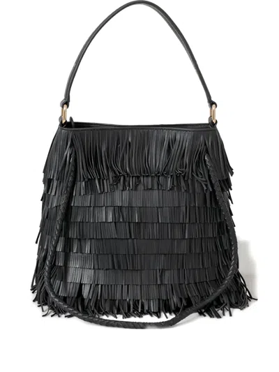 Visonà Diletta Fringe Braided-handle Bag In Black