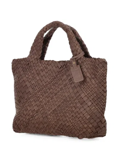Visonà Esmeralda Woven Leather Tote Bag In Brown