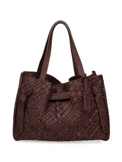 Visonà Esmeralda Woven Leather Tote Bag In Brown