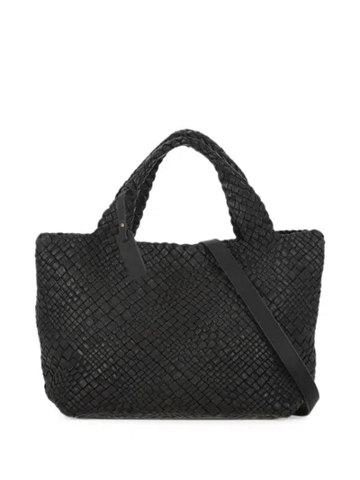 Visonà Esmeralda Woven-design Shoulder-strap Tote Bag In Black