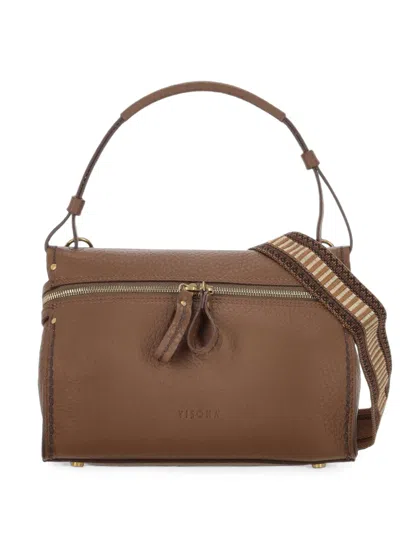 Visonà Felicita Noce Grained Leather Shoulder Bag In Pattern