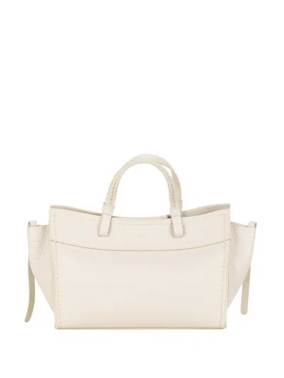Visonà Grained Leather Tote Bag In Neutral