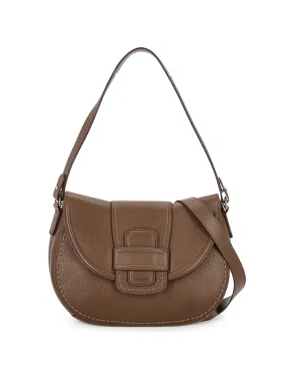 Visonà Grainy Leather Shoulder Bag In Brown