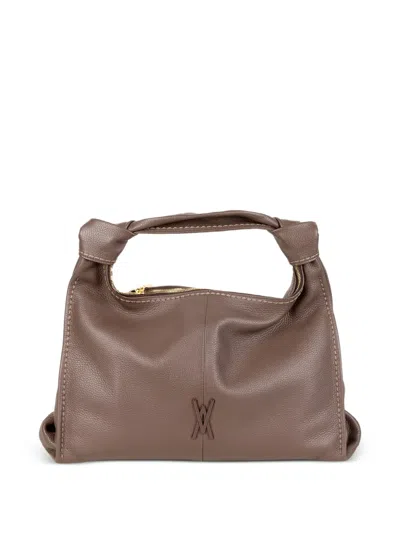 Visonà Knotted-handle Leather Clutch Bag In Brown