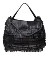 Visonà Fringe-edges Leather Tote Bag In Black