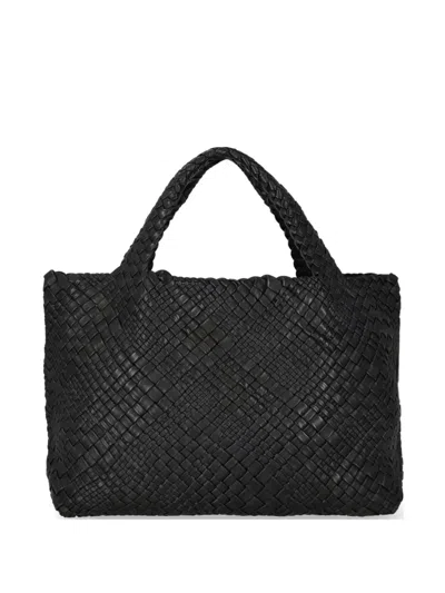 Visonà Leather Tote Bag In Black