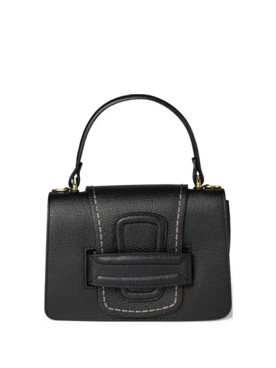 Visonà Linda California Nero Leather Shoulder Bag In Black Leather