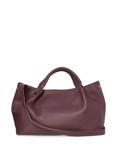 Visonà Mia Grained Leather Tote Bag In Purple