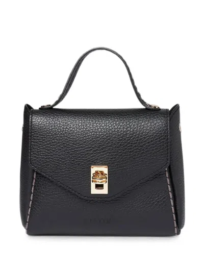 Visonà Mini Grained Tote Bag In Black
