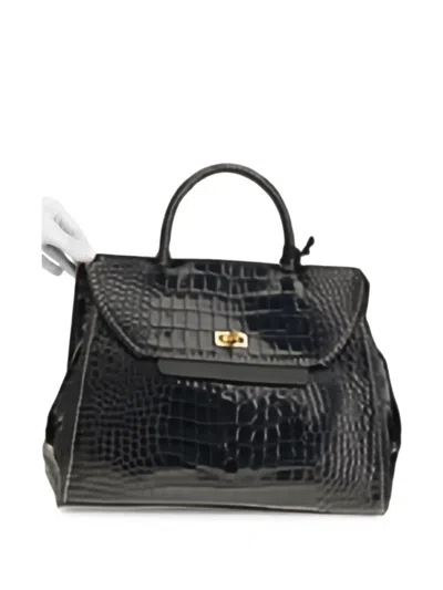 Visonà Ornella Croc-effect Tote Bag In Black