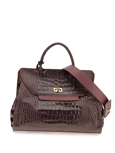 Visonà Ornella Crocodile-effect Tote Bag In Brown