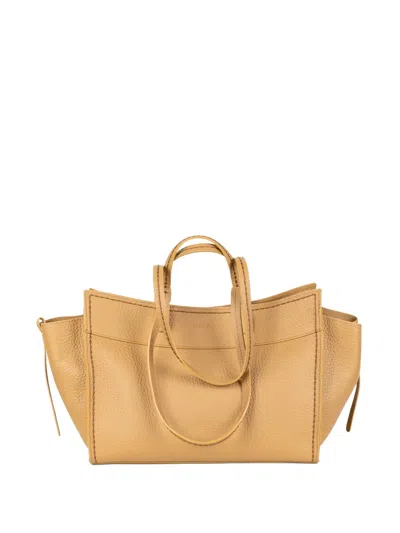 Visonà Pebbled-leather Contrast-stitched Tote Bag In Neutral