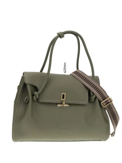 Visonà Queen Grained-leather Tote Bag In Gray
