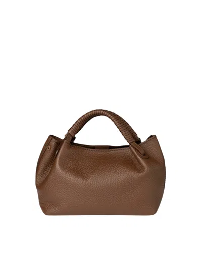 Visonà Queen Medium Textured Brown Leather Handbag