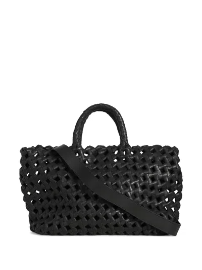 Visonà Black Nappa Int Woven Leather Handbag