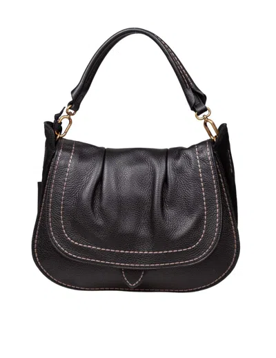 Visonà Visona' Soft Leather Shoulder Bag In Black