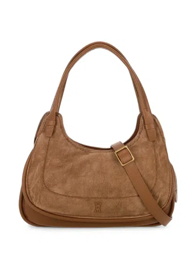 Visonà Suede-panelled Grained-leather Shoulder Bag In Pattern