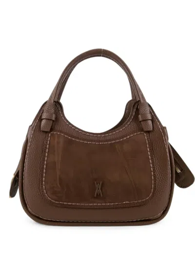 Visonà Suede-panelled Grained-leather Tote Bag In Brown