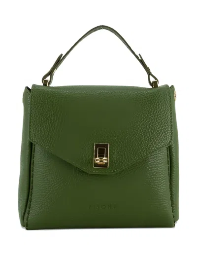 Visonà Turn-lock Leather Satchel In Green