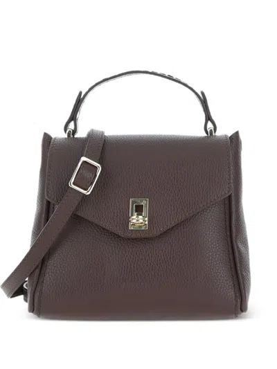 Visonà Twist-lock Leather Crossbody Bag In Brown