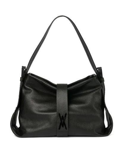Visonà Valentina Textured Leather Shoulder Bag In Schwarz
