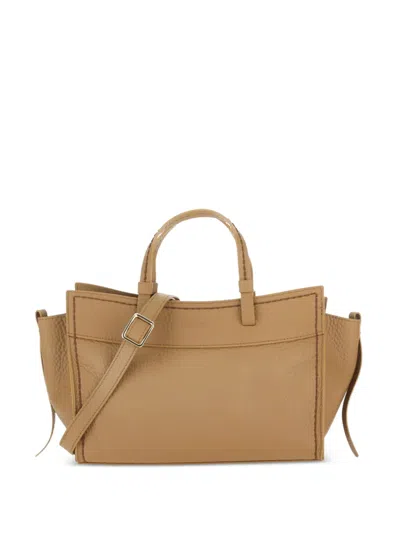 Visonà Vanity Grained-leather Tote Bag In Neutral