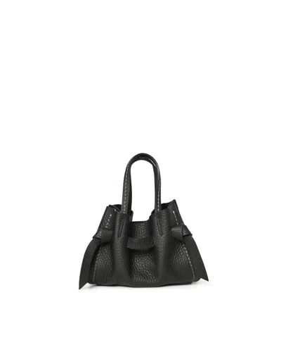 Visonà Vittoria Bag Small - Pebble Leather In Nero