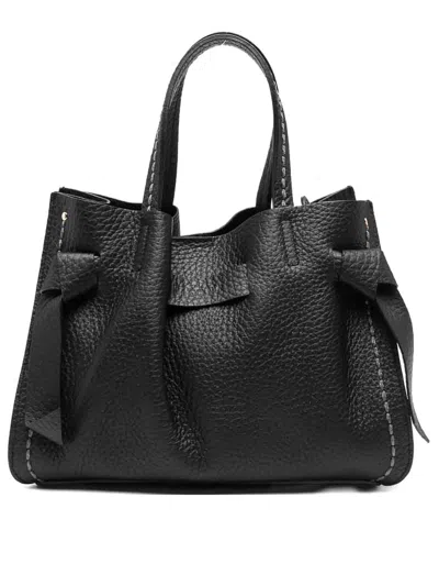 Visonà Vittoria Black Leather Tote Bag