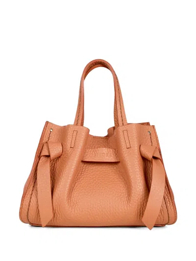 Visonà Vittoria Blush Grainy Knotted Tote Bag In Orange