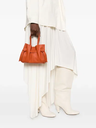 Visonà Vittoria Grained Leather Tote Bag In Red