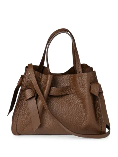 Visonà Vittoria Grained-leather Knotted-detail Tote Bag In Brown