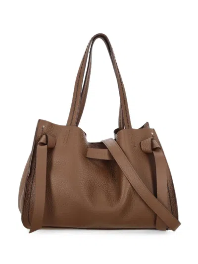 Visonà Vittoria Leather Knotted Tote Bag In Brown