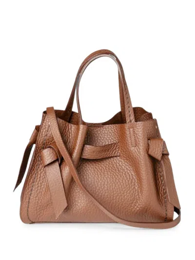 Visonà Vittoria Noce Pebbled Knotted Tote Bag In Brown