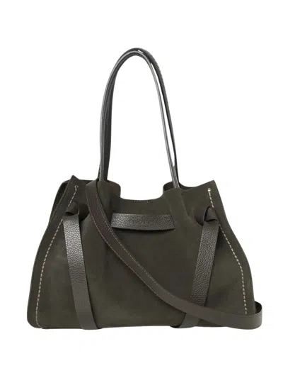 Visonà Vittoria Suede Handbag In Brown