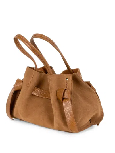 Visonà Vittorina Knot-detail Suede Tote Bag In Braun