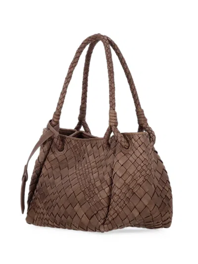 Visonà Woven-design Leather Shoulder Bag In Brown