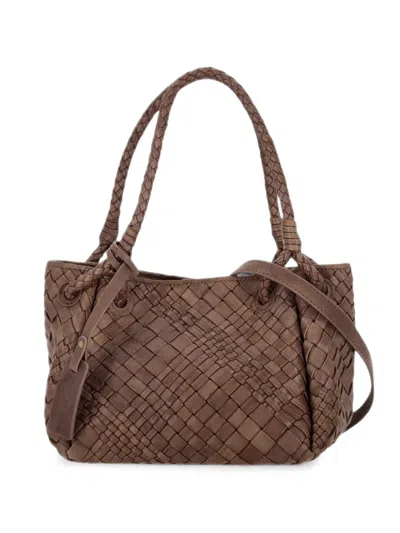 Visonà Woven-design Leather Tote Bag In Purple