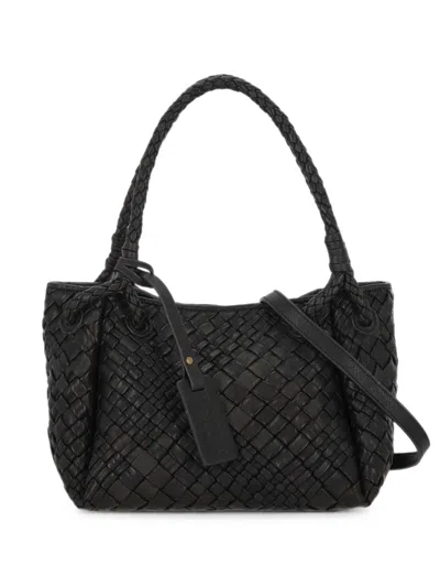 Visonà Woven-leather Shoulder Bag In Black