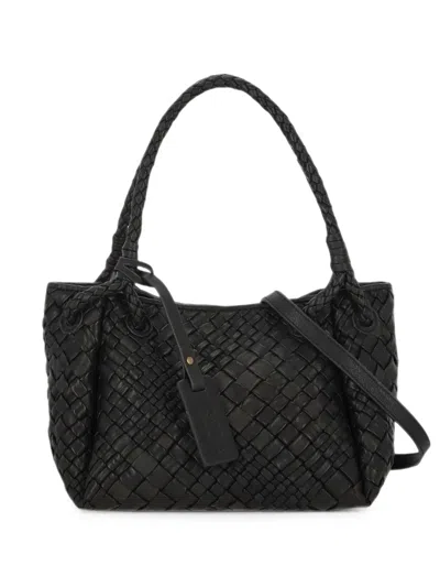 Visonà Woven-leather Tote Bag In Black