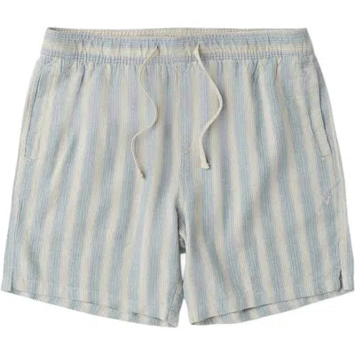 Vissla Grad Stripe 17in Elastic Linen Walkshort In Faded Denim