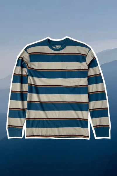 Vissla Men's Creators Stripe Long Sleeve Crew In Deep Water In Multi